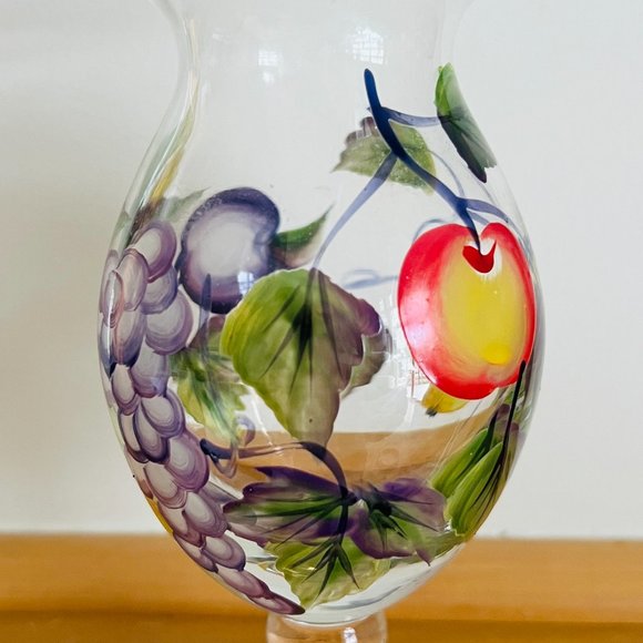TRACEY PORTER Pair of Hand Painted Glass Vases with Fruit EUC - Picture 7 of 12
